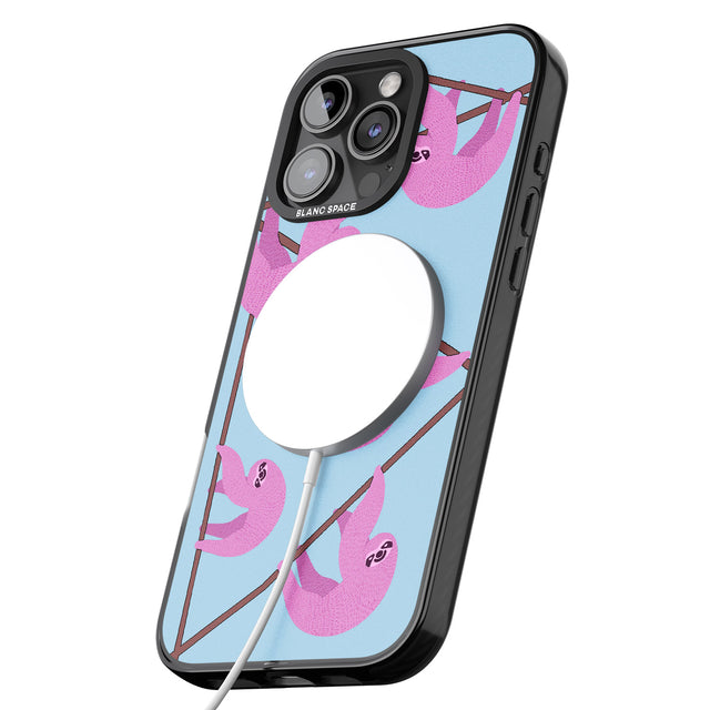 iPhone 16 Pro Max Pink Sloth Black Impact Phone Case