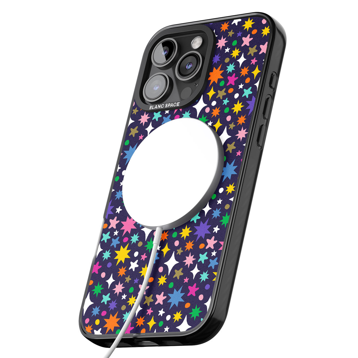 iPhone 16 Pro Max Rainbow Starburst (Purple) Black Impact Phone Case