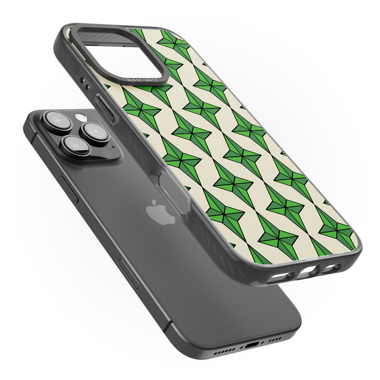 iPhone 16 Pro Max Emerald Stars Pattern Black Impact Phone Case