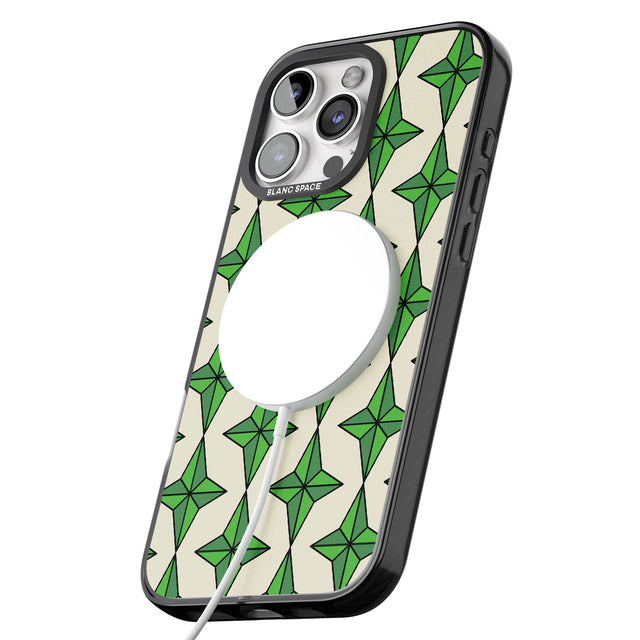 iPhone 16 Pro Max Emerald Stars Pattern Black Impact Phone Case