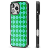 iPhone 16 Pro Max Retro Green Diamond Plaid Black Impact Phone Case