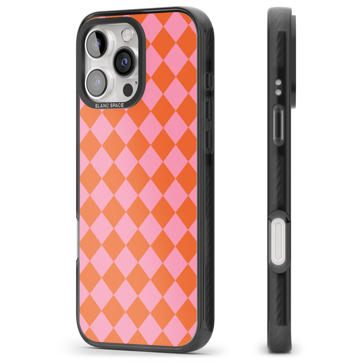 iPhone 16 Pro Max Retro Sunset Diamond Plaid Black Impact Phone Case