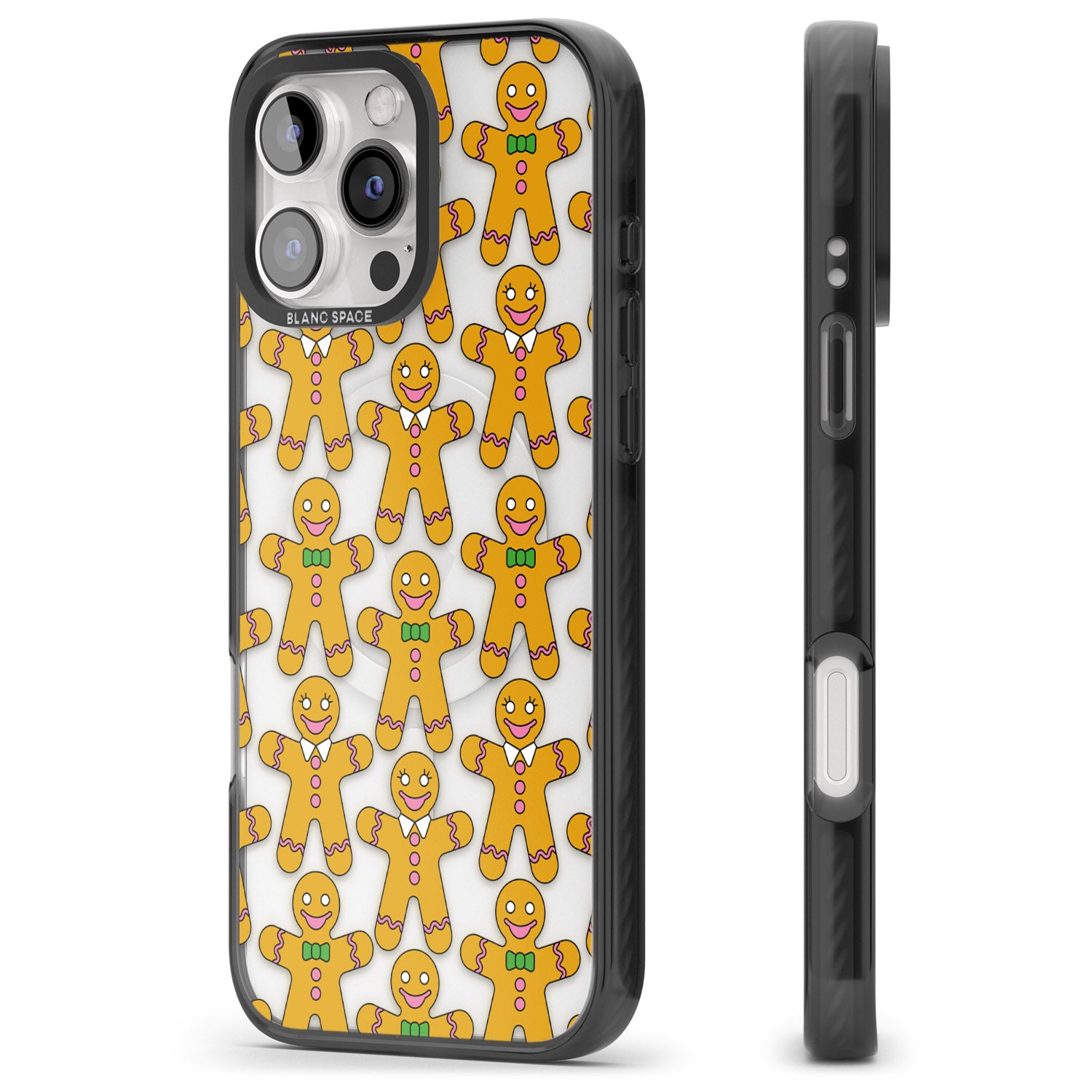 iPhone 16 Pro Max Gingerbread Cookie Pattern Black Impact Phone Case