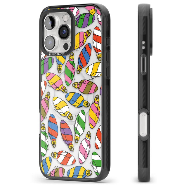 iPhone 16 Pro Max Colourful Holiday Ornaments Black Impact Phone Case