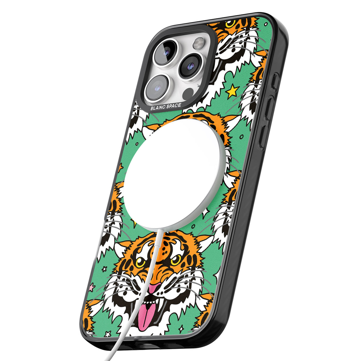 iPhone 16 Pro Max Fierce Jungle Tigers (Green) Black Impact Phone Case