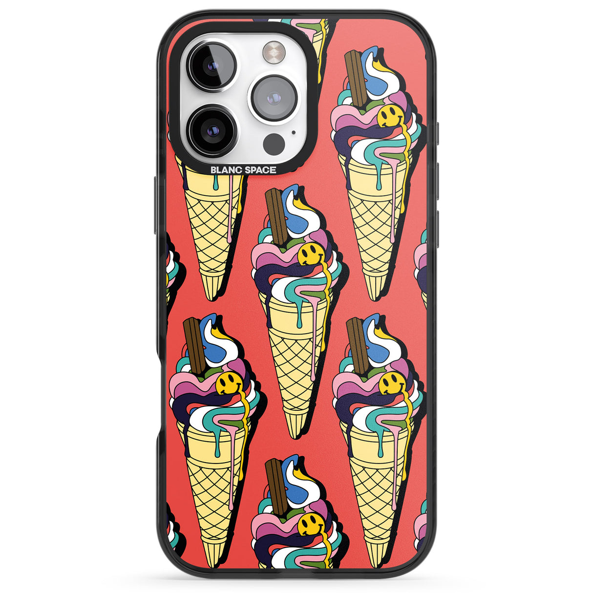 iPhone 16 Pro Max Trip & Drip Ice Cream (Red) Black Impact Phone Case