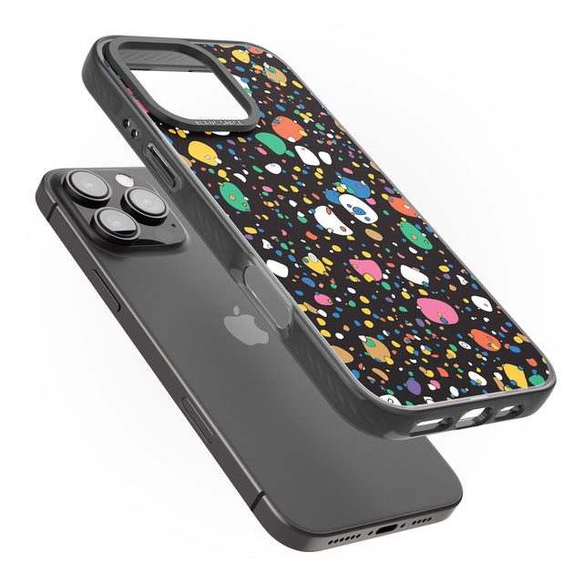 iPhone 16 Pro Max Colourful Confetti Pebbles (Black) Black Impact Phone Case