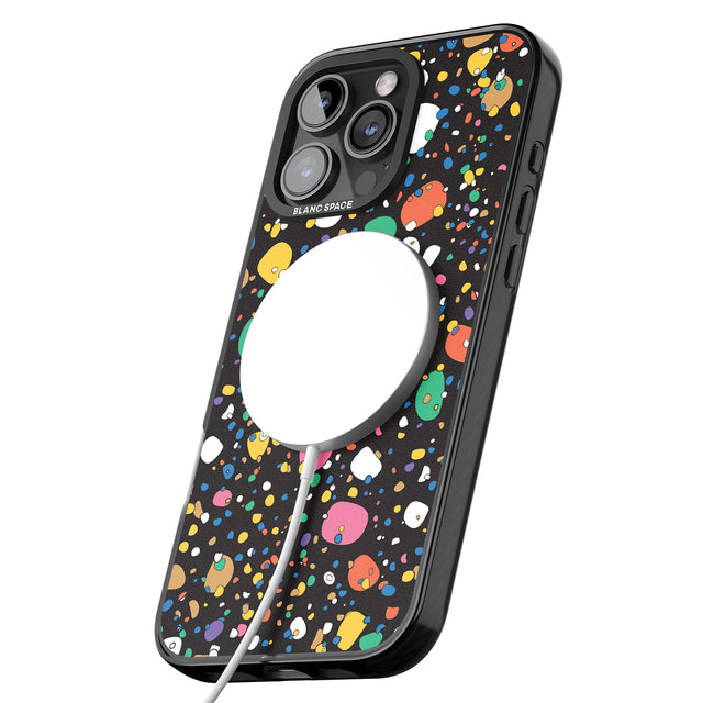 iPhone 16 Pro Max Colourful Confetti Pebbles (Black) Black Impact Phone Case