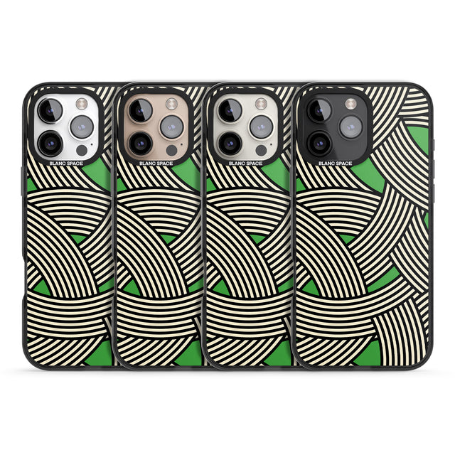 iPhone 16 Pro Max Green Optic Waves Black Impact Phone Case