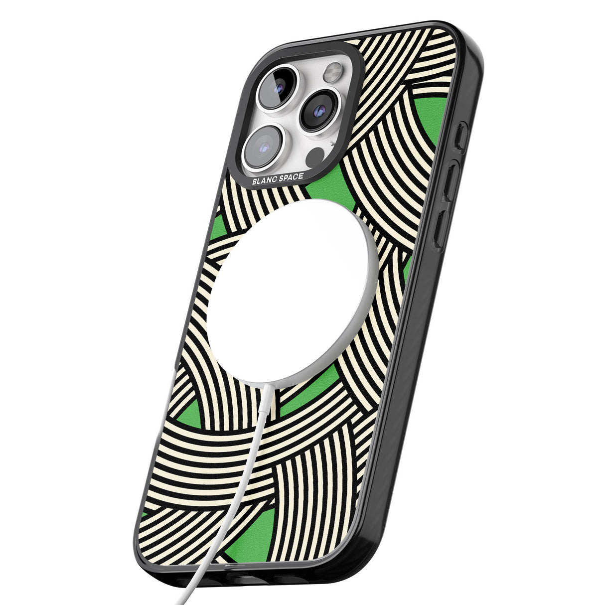 iPhone 16 Pro Max Green Optic Waves Black Impact Phone Case