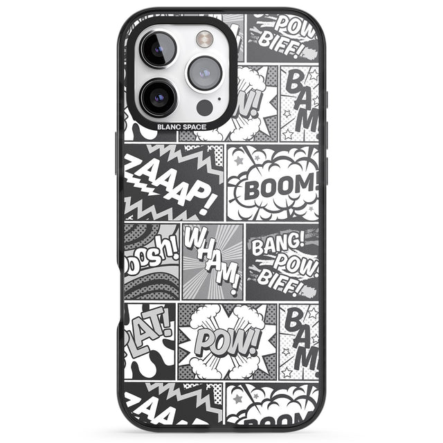 iPhone 16 Pro Max Onomatopoeia (Black & White) Black Impact Phone Case