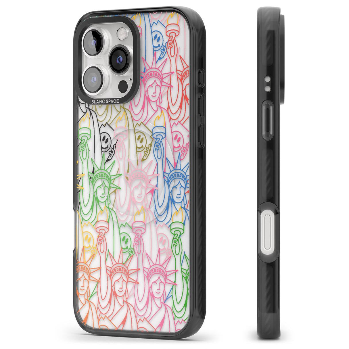 iPhone 16 Pro Max Multicolour Liberty Line Pattern Black Impact Phone Case