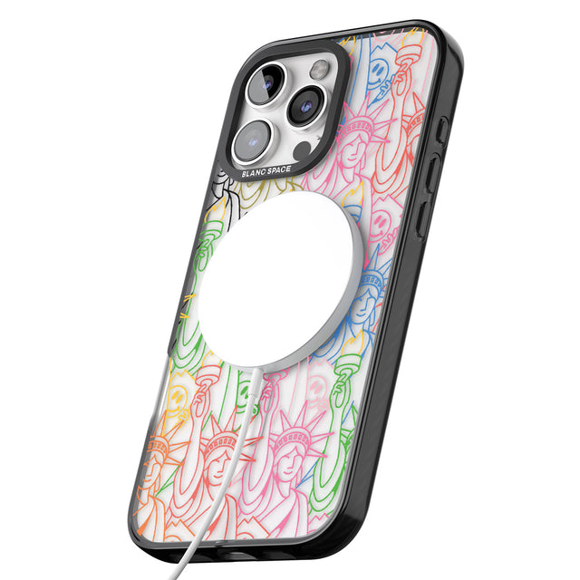 iPhone 16 Pro Max Multicolour Liberty Line Pattern Black Impact Phone Case