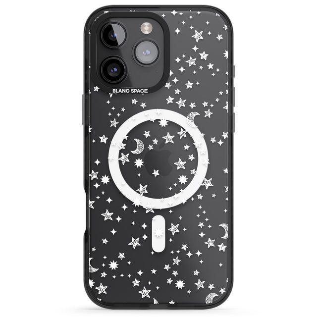 iPhone 16 Pro Max White Cosmic Galaxy Pattern Black Impact Phone Case