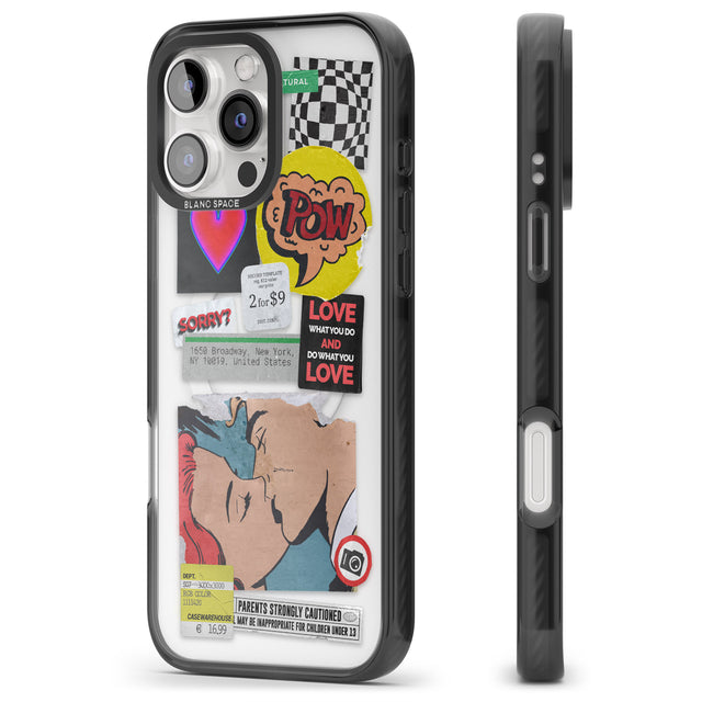 iPhone 16 Pro Max Retro Sticker Mix Black Impact Phone Case