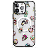 iPhone 16 Pro Max Mixed Sugar Skull Pattern Black Impact Phone Case