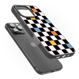 iPhone 16 Pro Max Vibrant Retro Checkered Black Impact Phone Case + Magsafe