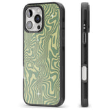 iPhone 16 Pro Max Green Abstract Wave Black Impact Phone Case + Magsafe