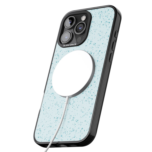 iPhone 16 Pro Max Light Blue Terrazzo Pattern Black Impact Phone Case