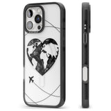 iPhone 16 Pro Max Globe Heart Black Impact Phone Case