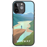 iPhone 16 Pro Max Vintage Travel Poster Norway Black Impact Phone Case