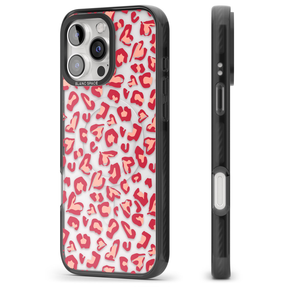 iPhone 16 Pro Max Heart Leopard Print Black Impact Phone Case