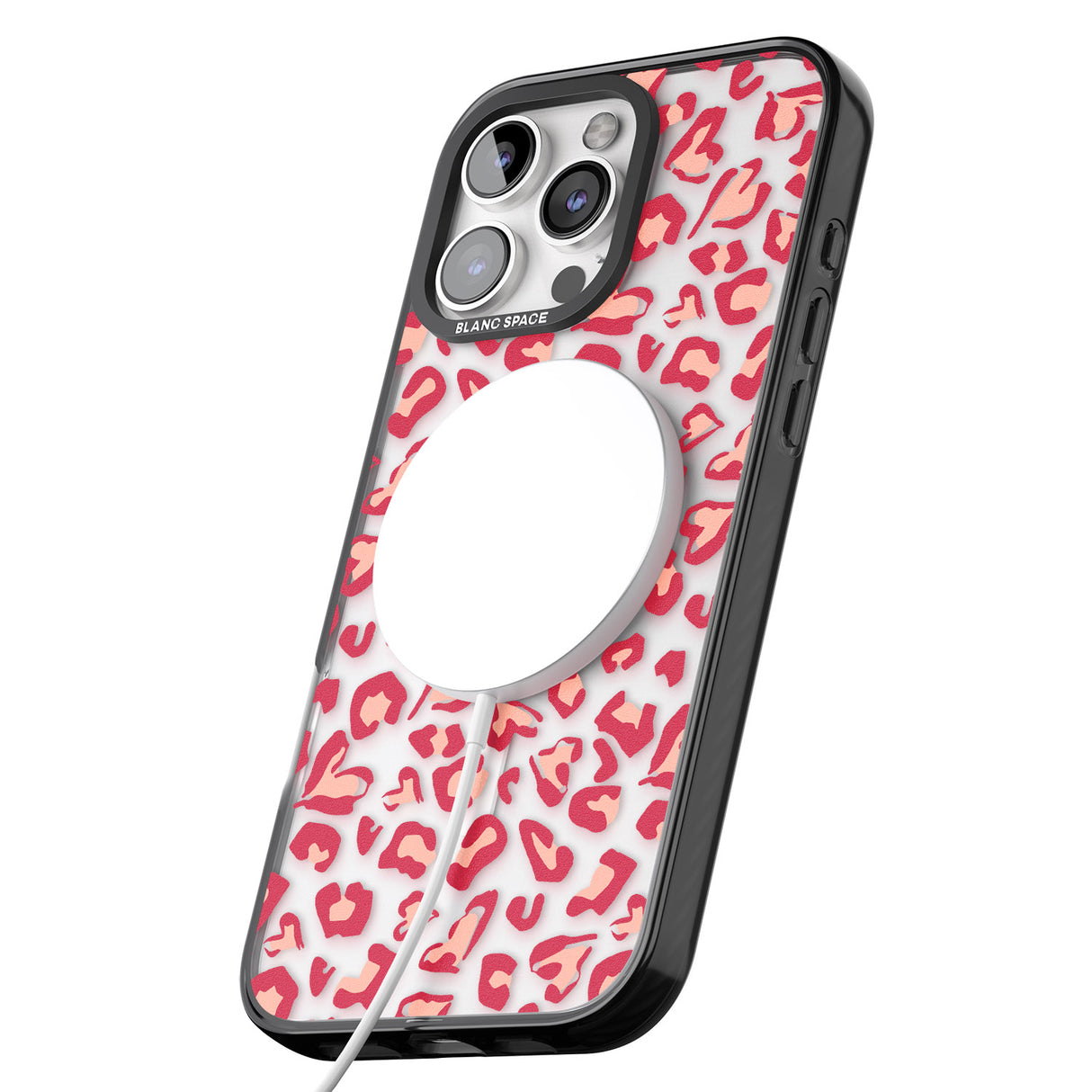 iPhone 16 Pro Max Heart Leopard Print Black Impact Phone Case