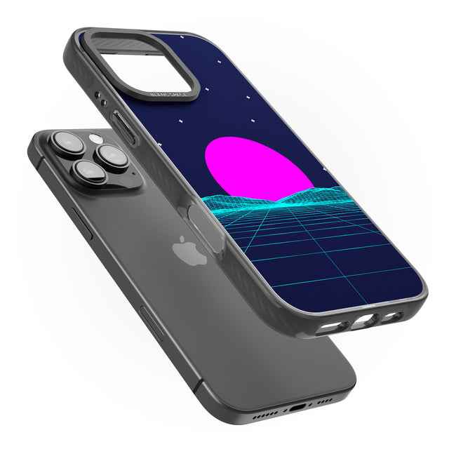 iPhone 16 Pro Max Miami Sunset Vaporwave Black Impact Phone Case