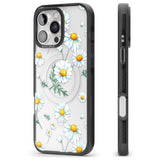 iPhone 16 Pro Max Vintage Painted Daisies Black Impact Phone Case + Magsafe