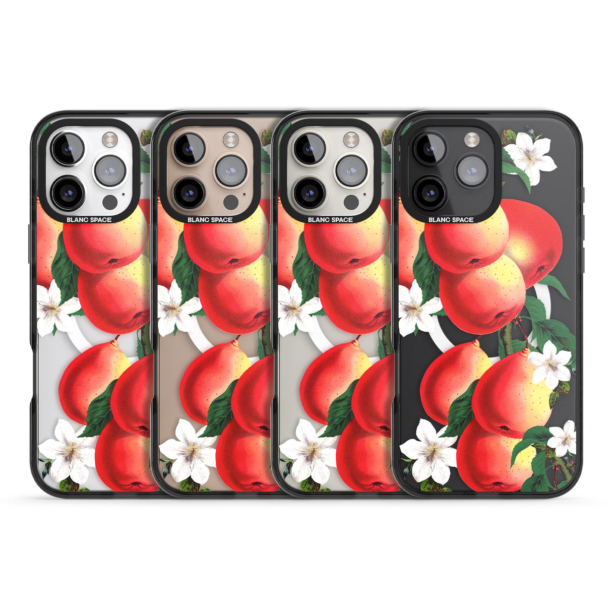 iPhone 16 Pro Max Vintage Painted Peaches Black Impact Phone Case + Magsafe