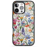 iPhone 16 Pro Max Vintage Wildflowers Black Impact Phone Case + Magsafe