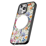 iPhone 16 Pro Max Vintage Wildflowers Black Impact Phone Case + Magsafe