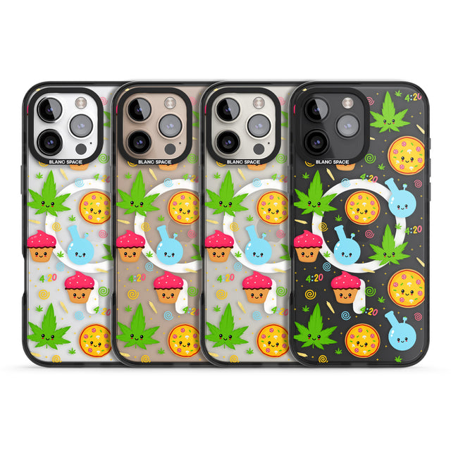 iPhone 16 Pro Max Kawaii Weed Pattern Black Impact Phone Case