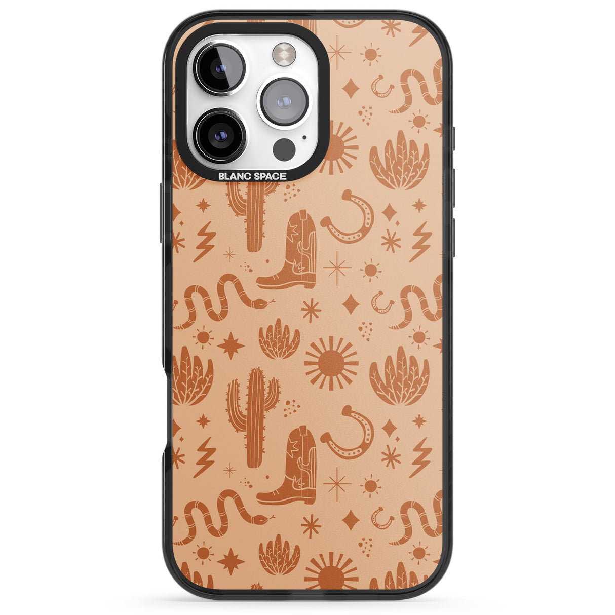 iPhone 16 Pro Max Wild West Pattern Black Impact Phone Case