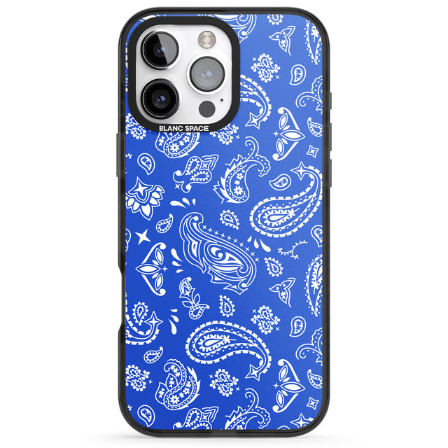 iPhone 16 Pro Max Blue Bandana Black Impact Phone Case