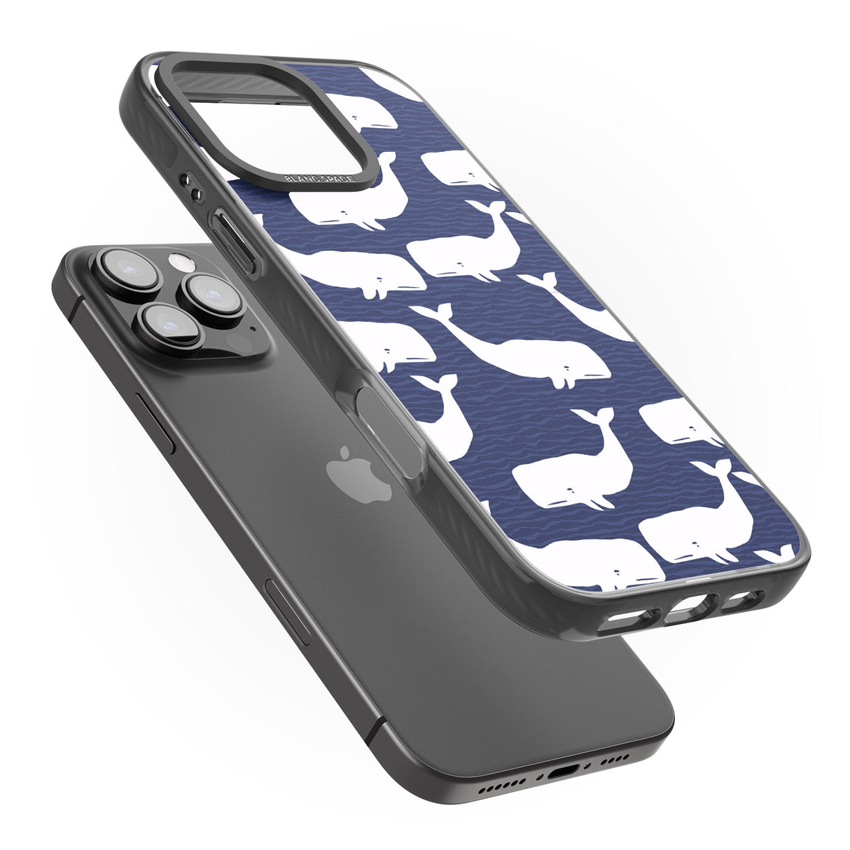 iPhone 16 Pro Max Cute Whales Black Impact Phone Case