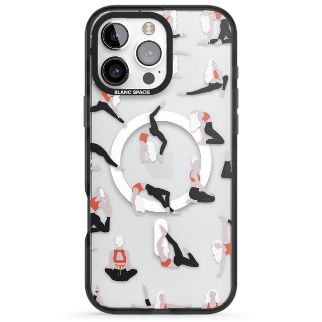 iPhone 16 Pro Max Yoga Poses Clear Black Impact Phone Case