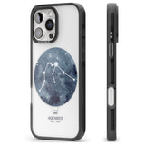 iPhone 16 Pro Max Aquarius Zodiac Transparent Design - Blue Black Impact Phone Case