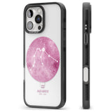 iPhone 16 Pro Max Aquarius Zodiac Transparent Design - Pink Black Impact Phone Case