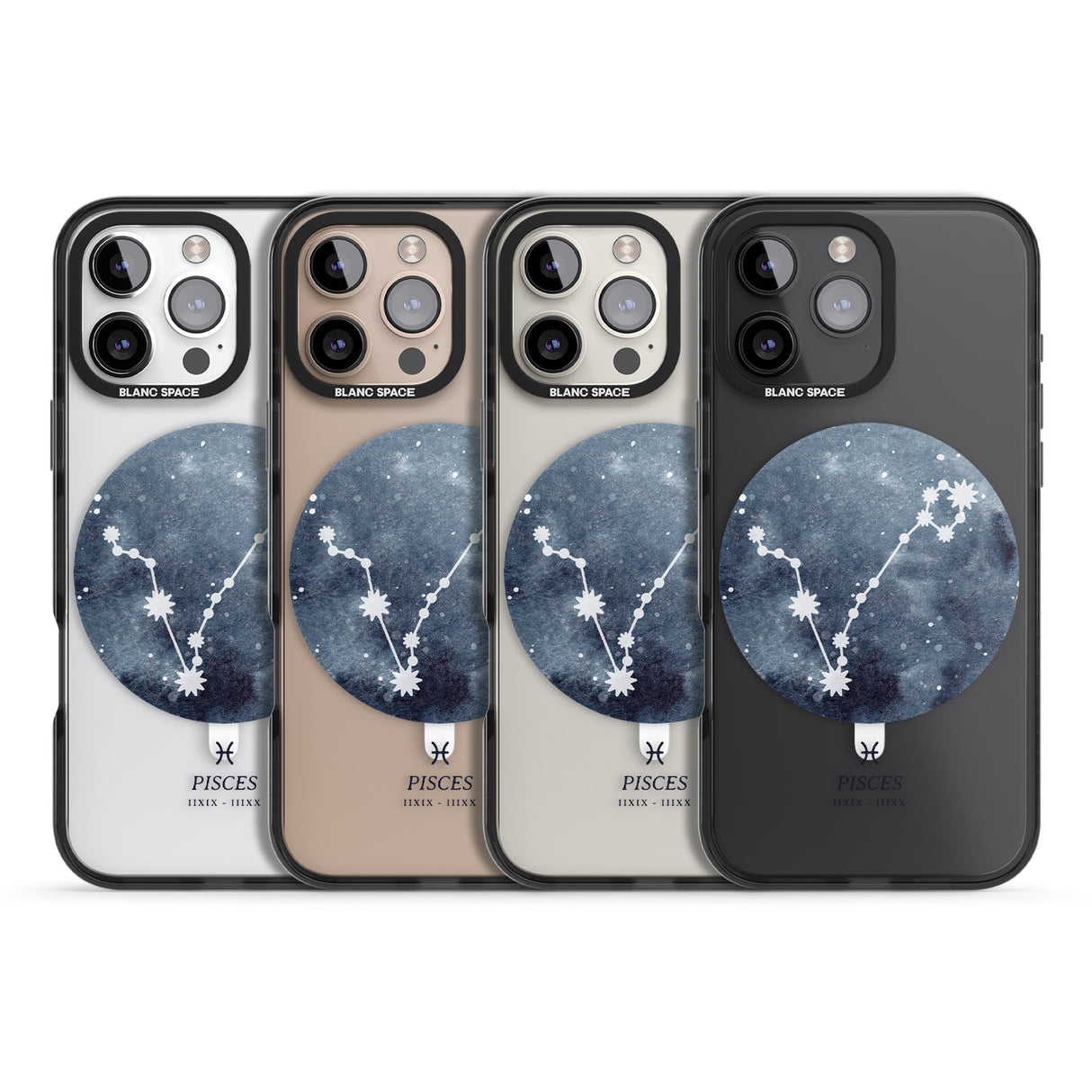 iPhone 16 Pro Max Pisces Zodiac Transparent Design - Blue Black Impact Phone Case