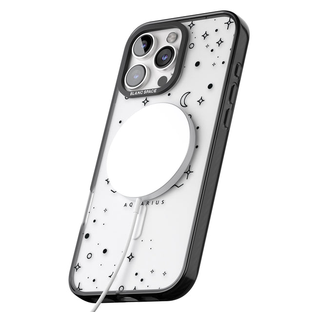 iPhone 16 Pro Max Aquarius Emblem - Transparent Design Black Impact Phone Case