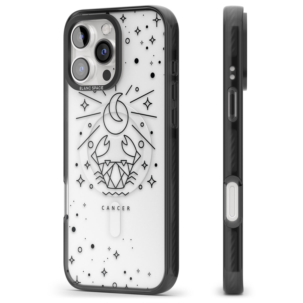 iPhone 16 Pro Max Cancer Emblem - Transparent Design Black Impact Phone Case