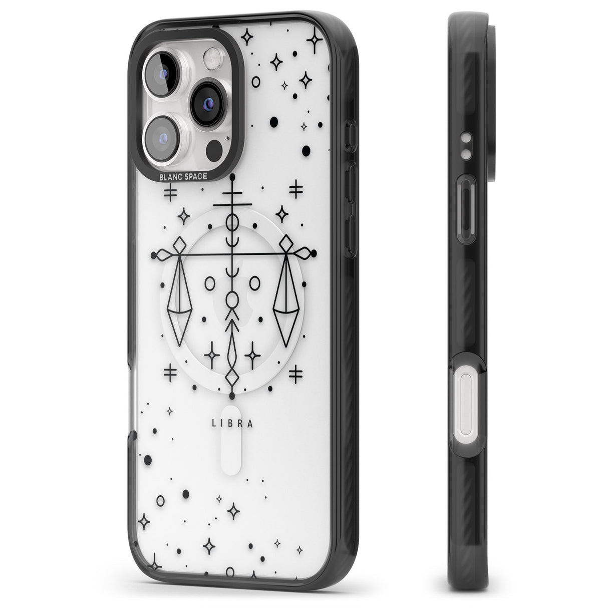 iPhone 16 Pro Max Libra Emblem - Transparent Design Black Impact Phone Case