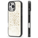 iPhone 16 Pro Max Capricorn Emblem - Solid Gold Marbled Design Black Impact Phone Case