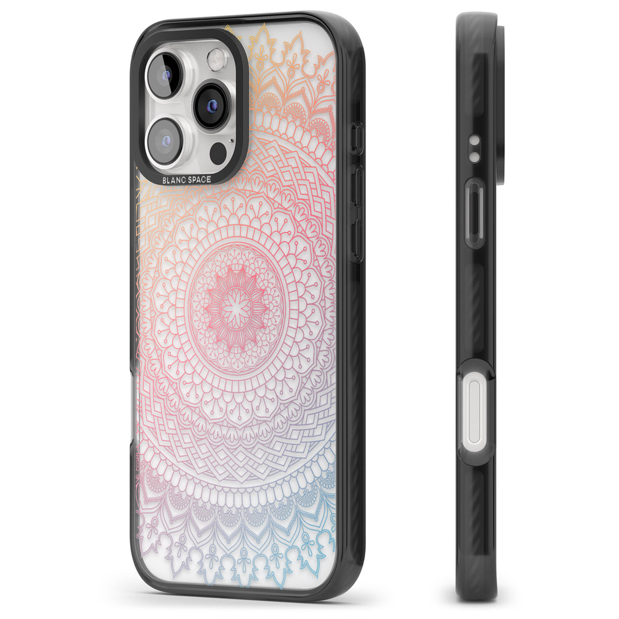 iPhone 16 Pro Max Large Rainbow Mandala Black Impact Phone Case