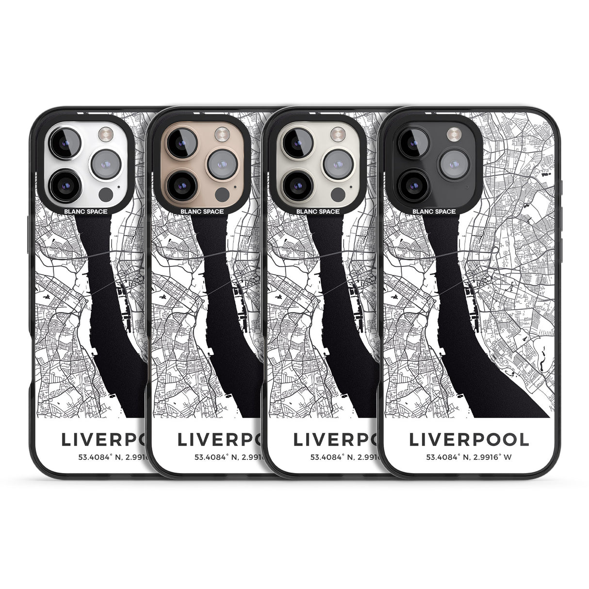 iPhone 16 Pro Max Map of Liverpool, England Black Impact Phone Case