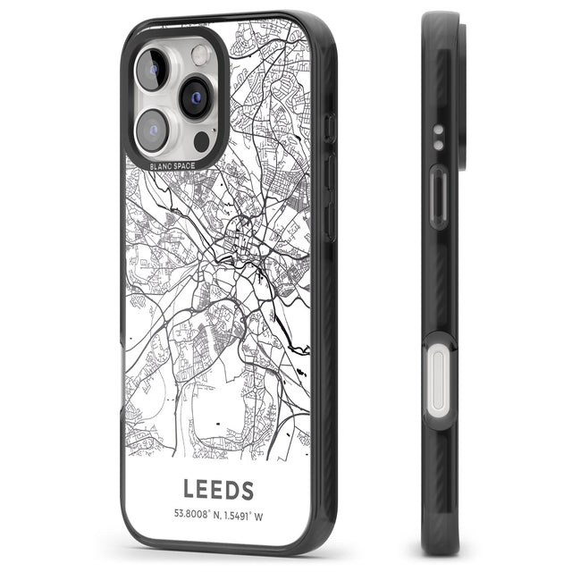 iPhone 16 Pro Max Map of Leeds, England Black Impact Phone Case