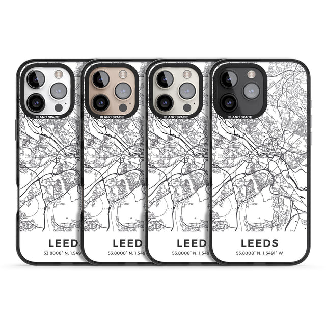 iPhone 16 Pro Max Map of Leeds, England Black Impact Phone Case