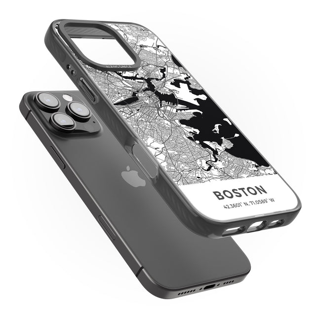 iPhone 16 Pro Max Map of Boston, Massachusetts Black Impact Phone Case