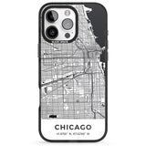 iPhone 16 Pro Max Map of Chicago, Illinois Black Impact Phone Case